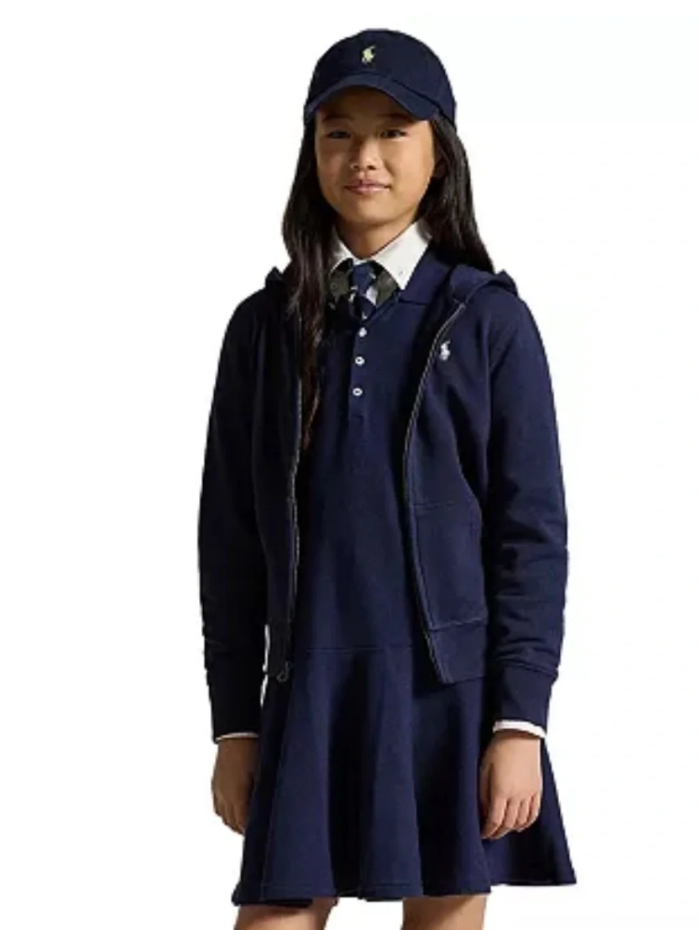 Polo Ralph Lauren Girls' 8-10 French Terry Full-Zip Hoodie Coastal Preppy